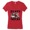 plays with trucks family matching Women's V-Neck T-Shirt