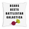 bears beets battlestar galactica Throw Pillow