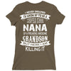 Super Cool Nana Of A Freaking Awesome Grandson Ladies Fitted T-Shirt