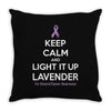 Keep Calm And Light It Up Lavender (For General Cancer Awareness) Throw Pillow