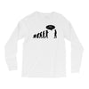 stop following me funny darwins evolution parody mens white t shirt Long Sleeve Shirts
