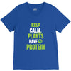 keep calm plants have protein V-Neck Tee