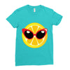 Lemon with Disco Glasses Ladies Fitted T-Shirt