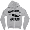 narwhal whale Zipper Hoodie