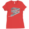 some game involving falling blocks in the style of m.c. escher Ladies Fitted T-Shirt