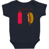 what up dog ketchup hot dog Baby Bodysuit