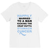 happily married to a man kicking the crap outta stomach cancer V-Neck Tee