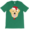 golden retriever dog with red santa's hat T-Shirt
