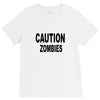 caution zombies V-Neck Tee