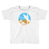 beach surfer silhouette birds sand waves palm Toddler T-shirt