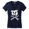 pig bacon cross bones pirate Women's V-Neck T-Shirt