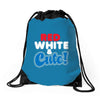 red white and cute Drawstring Bags