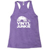 vinyl junkie white logo Racerback Tank