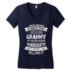 Super Cool Granny Of A Freaking Awesome Granddaughter Women's V-Neck T-Shirt