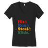Hit Run Steal  Slide Women's V-Neck T-Shirt