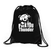 ted fuck you thunder Drawstring Bags