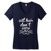 cat hair don't care cute crazy cat Women's V-Neck T-Shirt