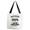 Super Cool Papa Of A Freaking Awesome Son Tote Bags