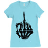 middle finger skeleton bone skull grafitti art Ladies Fitted T-Shirt