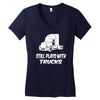 still plays with trucks Women's V-Neck T-Shirt