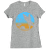 beach surfer silhouette birds sand waves palm Ladies Fitted T-Shirt
