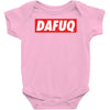 dafuq slogan box logo Baby Onesie