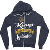 kings are born in september Zipper Hoodie