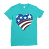 disstressed america flag heart Ladies Fitted T-Shirt
