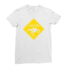 motorcycle caution sign Ladies Fitted T-Shirt