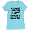 weekend rugby forecast beer pub drink Ladies Fitted T-Shirt