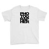 photographer camera photography modern text photos scrapbook geek t sh Youth Tee
