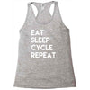eat sleep cycle repeat Racerback Tank