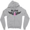 angel wing believe breast cancer Zipper Hoodie