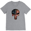 skull us flag V-Neck Tee