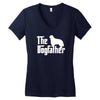 the dogfather cavalier king charles spaniel white Women's V-Neck T-Shirt