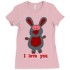 i love you bunny hare rabbit cupid couple kiss fun Ladies Fitted T-Shirt