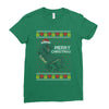 ugly dinosaur merry christmas Ladies Fitted T-Shirt