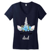 birthday unicorn family series dad Women's V-Neck T-Shirt