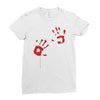 bloody hand print funny zombie kill undead blood horror killer Ladies Fitted T-Shirt