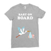 Baby On Board with Stork Ladies Fitted T-Shirt