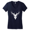 deer head vector white logo Women's V-Neck T-Shirt