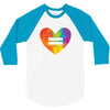 Rainbow Equality Heart 3/4 Sleeve Shirt