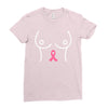 breast with pink ribbon Ladies Fitted T-Shirt