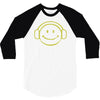 smiley dj techno,club,dance,music,rave retro 3/4 Sleeve Shirt