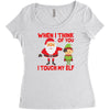 touch my elf christmas fun and naughty Women's Triblend Scoop T-shirt