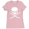 biker pirate skull bones swords Ladies Fitted T-Shirt
