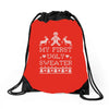 my first ugly sweater Drawstring Bags