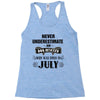 never underestimate an old man who was born in july Racerback Tank
