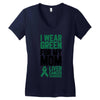 i wear green for my mom liver cancer awareness Women's V-Neck T-Shirt
