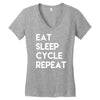 eat sleep cycle repeat Women's V-Neck T-Shirt
